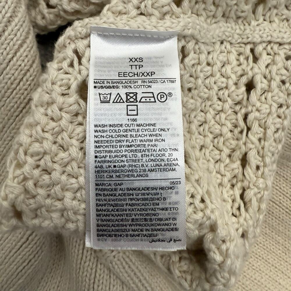 Gap Sweater Womens XXS Ivory Cream 24/7 Split Hem Sweater Fisherman Loose Knit - Picture 14 of 14
